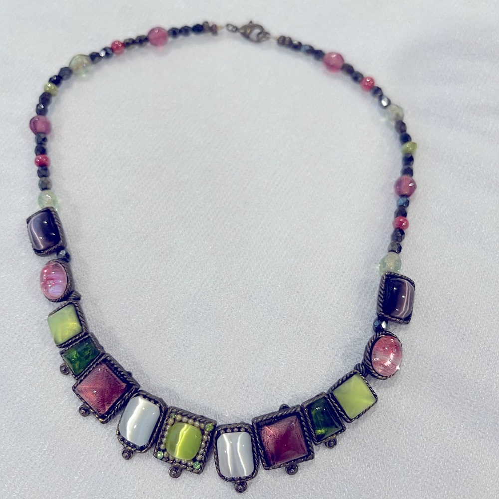 Set of 3 necklaces- Vintage multicolored. Short 15”